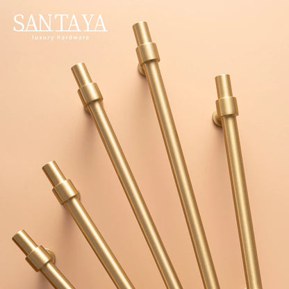 Santaya Solid Brushed Handles Modern Style Brass Pitch 192mm Long Pull Cabinet Knobs Furniture Wardrobe Gold Handle
