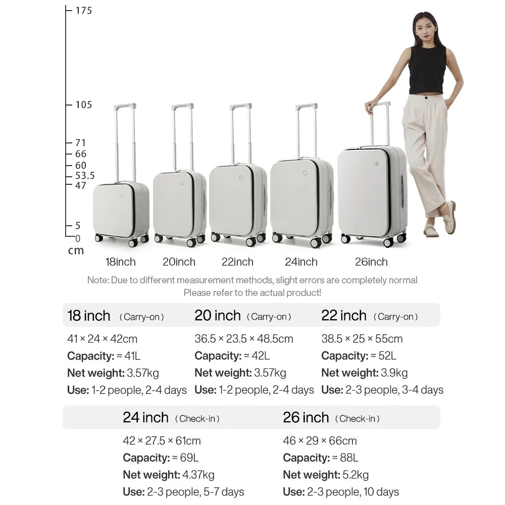 Mixi New PC Aluminum Frame Suitcase Front Opening Rolling Travel Luggage
