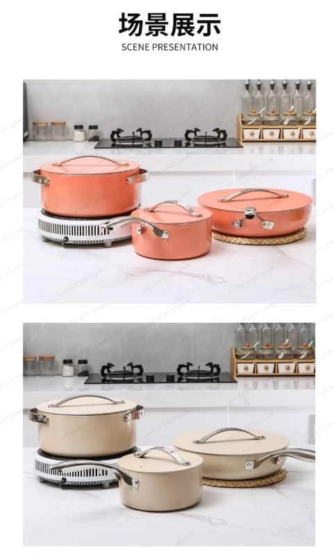 4-Piece Cookware Set, Stockpots 24cm/4.1L, 28cm/6.3L, 18cm/1.9L, 28cm/4L, Kitchen Starter Pots & Pans