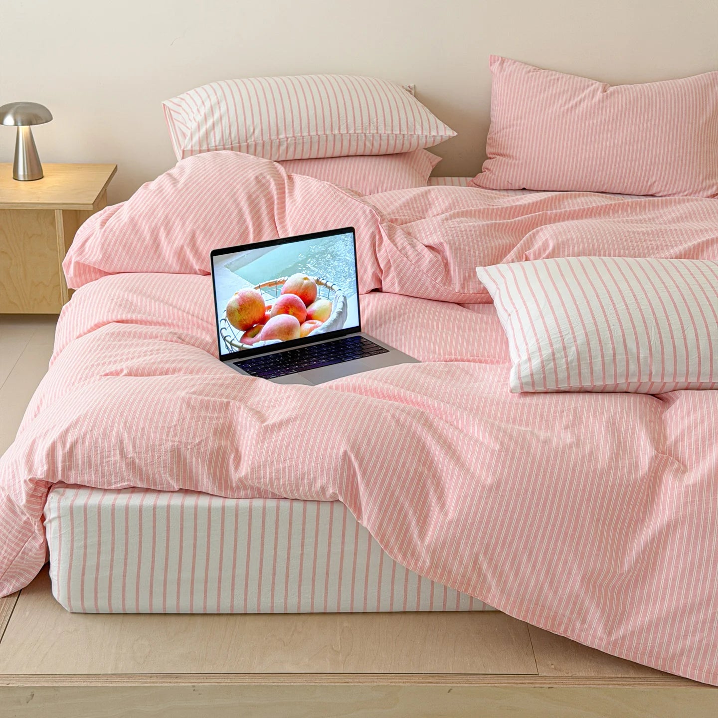 Japanese Blue Striped 100% Cotton Duvet Cover Set Queen King Bedding Set Soft Skin-friendly Comforter Cover Pillowcases Bedsheet