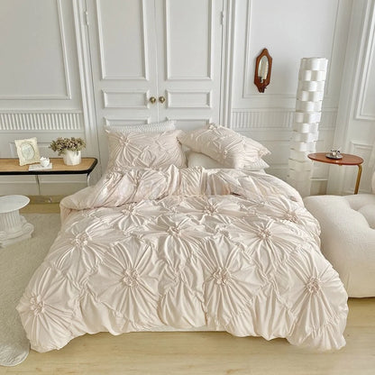 Bohemian Wrinkled Flower Double Queen Comforter Cover Set All Season Bedding Set with Quilt Cover and Pillowcase Duvet Cover Set