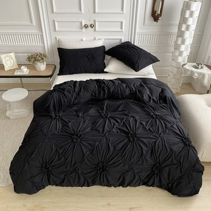 Bohemian Wrinkled Flower Double Queen Comforter Cover Set All Season Bedding Set with Quilt Cover and Pillowcase Duvet Cover Set