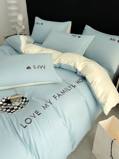Nordic Luxury Egyptian Cotton Duvet Cover Bedding Set with fitted Sheet and Pillowcases