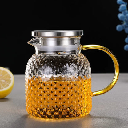 JUSTINLAU Cold Kettle High borosilicate glass Water Jug Heat resistant Glass Teapot Summer Juice Tea Kettle for Home/Office