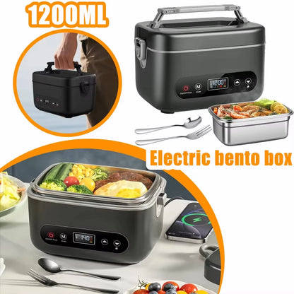 100W Wireless Electric Lunch Box 12000mAh Rechargeable Portable Food Heater Smart Bento Box with Timer for Office Adults Gift
