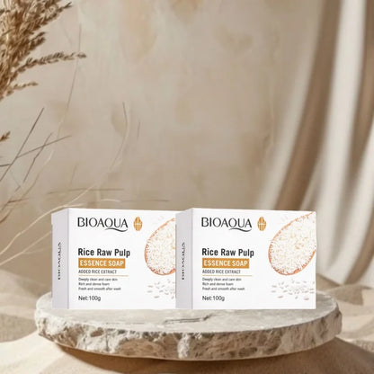 1/2/3PCS Rice Puree Soap, Gentle Cleansing Bath Soap, Unisex Full-Body Cleansing Soap, Dense Foam For Daily Facial Cleansing And Bathing, Household Portable Multifunctional Cleaning Soap, 100G Daily Household Hand Wash Soap