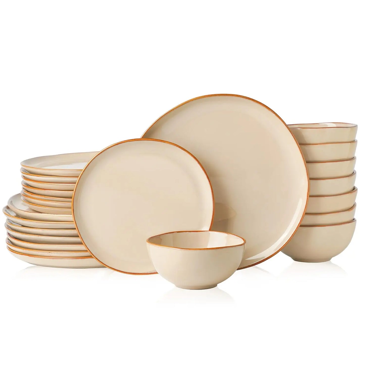 Stoneware Dinnerware Sets for 4, Reactive Glaze Plates and Bowls, Grey | 12-Piece Handcrafted Rustic Porcelain Dishes Set, Highly Scratch Resistant, Dishwasher & Microwave Safe