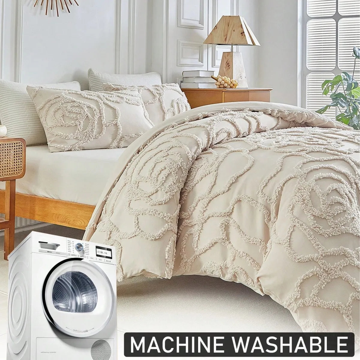 High-quality 3D Flower Tufted Queen Duvet Cover Set Single Double Bed Durble Bedding Set King Size Quilt Cover and Pillowcases