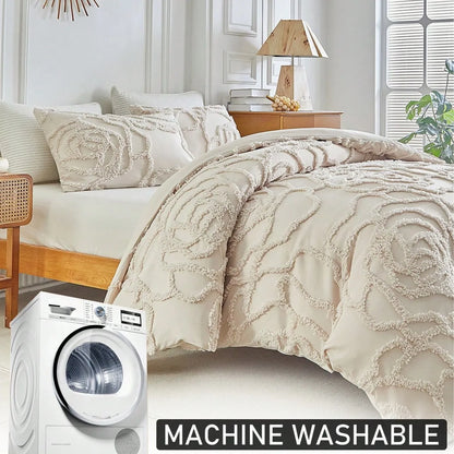High-quality 3D Flower Tufted Queen Duvet Cover Set Single Double Bed Durble Bedding Set King Size Quilt Cover and Pillowcases