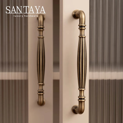 Santaya Antique Brass Cabinet Pulls 5 Inch Hole Center Bar Drawer Pulls for Kitchen Cabinet Handle Dressers Copper Home Hardware