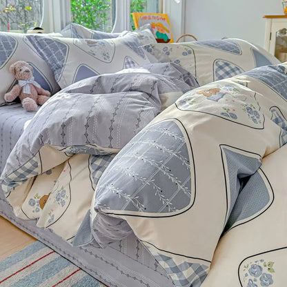100% Cotton Bedding Set Duvet Cover Set,Quilt Cover Pillowsham, Wrinkle Free Machine Washable, All Season Comfort 240x220
