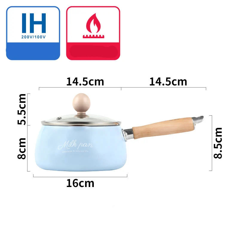 Kitchen Pot 16 CM Mini Milk Pans Christmas Gift Chocolate Milk Soup No-Stick Cooking Pot General Use for Gas & Induction Cooker