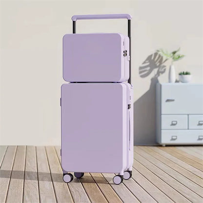 Luggage Set with USB & Cup Holder TSA Lock 360° Wheels Side-standing Foot Hook PC+ABS Suitcase Foldable Travel Case