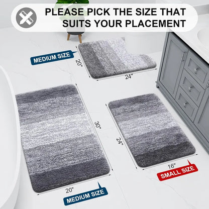 Bathroom Rugs Set 3 Piece, Extra Soft and Absorbent Bath Rugs, Machine Wash Dry Bath Mats for Bathroom, Toilet