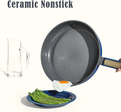 16-Piece Ceramic Nonstick Cookware Set, Blue