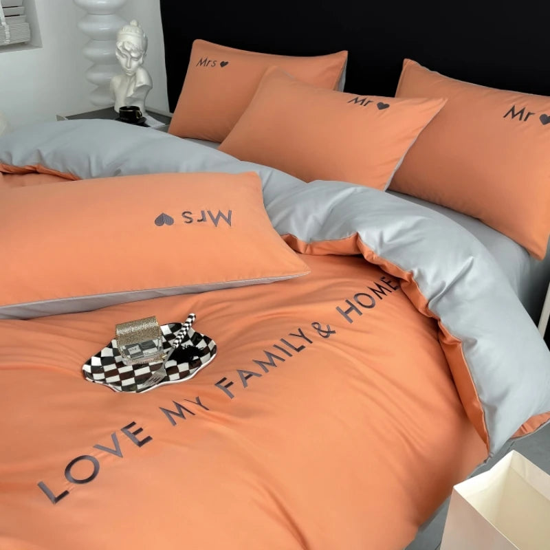 Nordic Luxury Egyptian Cotton Duvet Cover Bedding Set with fitted Sheet and Pillowcases