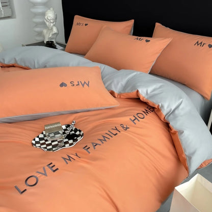 Nordic Luxury Egyptian Cotton Duvet Cover Bedding Set with fitted Sheet and Pillowcases