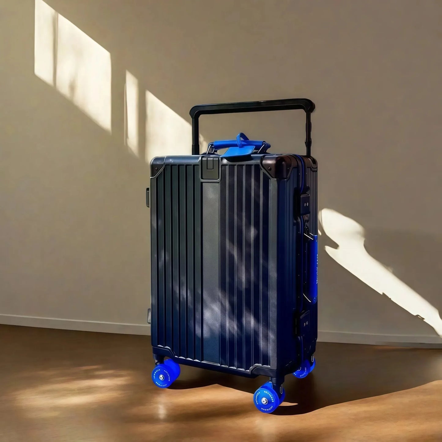BunnyFly Wide Handlebar Travel Trolley Suitcase with Colorful Silent Wheels TSA Lock Rolling Luggage Large Capacity PC Material