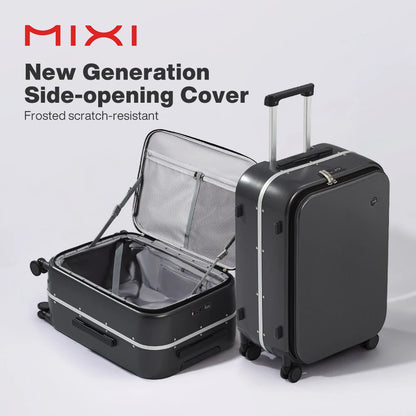 Mixi New PC Aluminum Frame Suitcase Front Opening Rolling Travel Luggage
