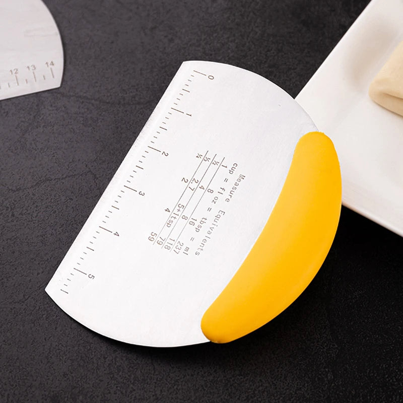 Dough Scraper Stainless Steel Pastry Dough Cutter Semicircular Bench Scraper Cake Bread Pizza Dough Cutter Chopper Baking Tools