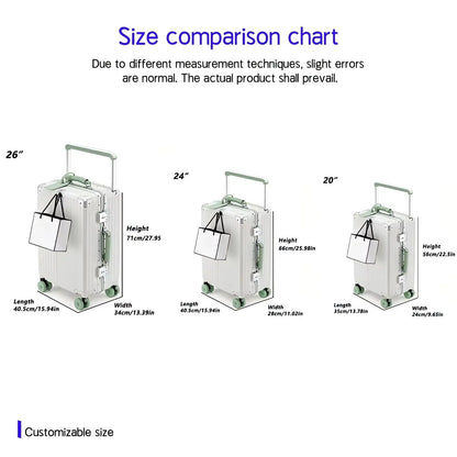 BunnyFly Wide Handlebar Travel Trolley Suitcase with Colorful Silent Wheels TSA Lock Rolling Luggage Large Capacity PC Material