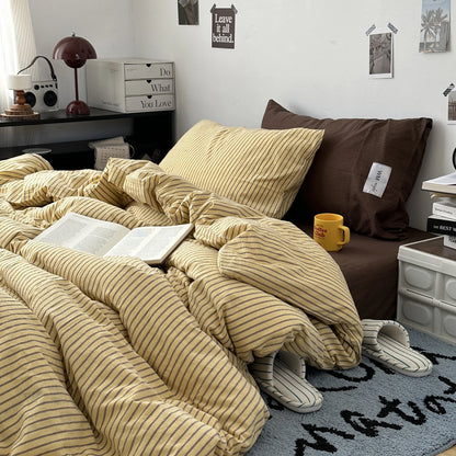Stripe Bedding Comforter Set with Pillowcase bed sheet Single Full Size Bed Linen Duvet Cover Set Queen/King Double Single Bed