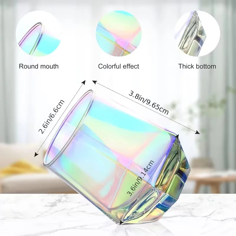 Stemless Wine Glass Set Of 6(10 Oz), Iridescent Glassware,