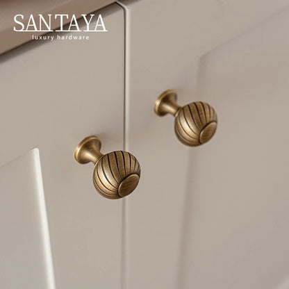 Santaya Brushed Antique Brass Handles Luxury Kitchen Cabinet Pull Wardrobe Dresser Drawer Knob Shell Handle Furniture Hardware