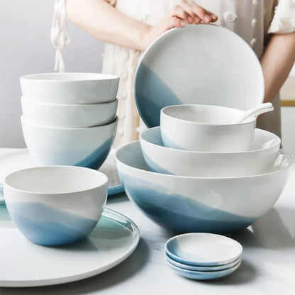 Mountain Scenery Ceramic Dinner Plate Big Round Dessert cake Square Steak dish Restaurant kitchen tableware set