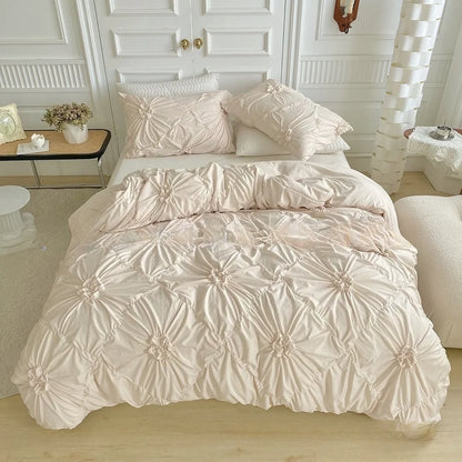 Bohemian Wrinkled Flower Double Queen Comforter Cover Set All Season Bedding Set with Quilt Cover and Pillowcase Duvet Cover Set
