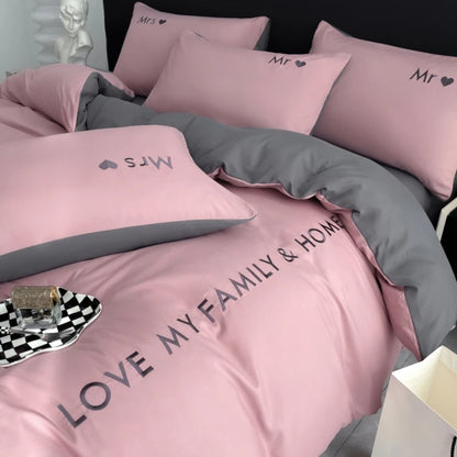 Nordic Luxury Egyptian Cotton Duvet Cover Bedding Set with fitted Sheet and Pillowcases