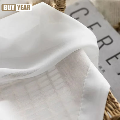 High Quality Solid White Tulle Curtains for Living Room Cream Decoration Beige Window Sheer Voile Modern Bedroom Chiffon Decor
