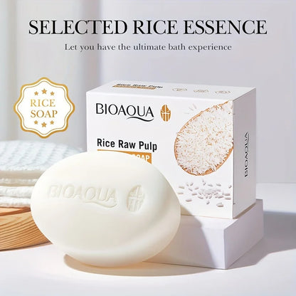 1/2/3PCS Rice Puree Soap, Gentle Cleansing Bath Soap, Unisex Full-Body Cleansing Soap, Dense Foam For Daily Facial Cleansing And Bathing, Household Portable Multifunctional Cleaning Soap, 100G Daily Household Hand Wash Soap
