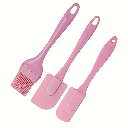 3PCS Cream Scraper DIY Bread Cake Butter Spatula Mixer Oil Brush Kitchen Baking Tool Silicone All-In-One Baking Kitchen Utensil