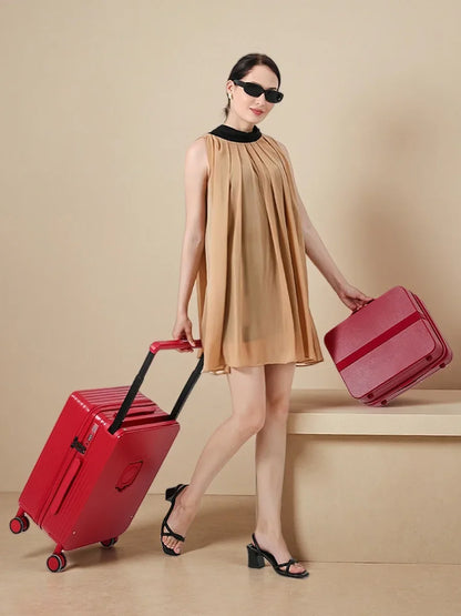 Luggage Set with USB & Cup Holder TSA Lock 360° Wheels Side-standing Foot Hook PC+ABS Suitcase Foldable Travel Case