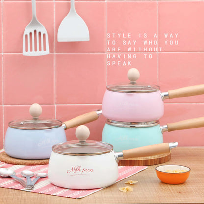 Kitchen Pot 16 CM Mini Milk Pans Christmas Gift Chocolate Milk Soup No-Stick Cooking Pot General Use for Gas & Induction Cooker