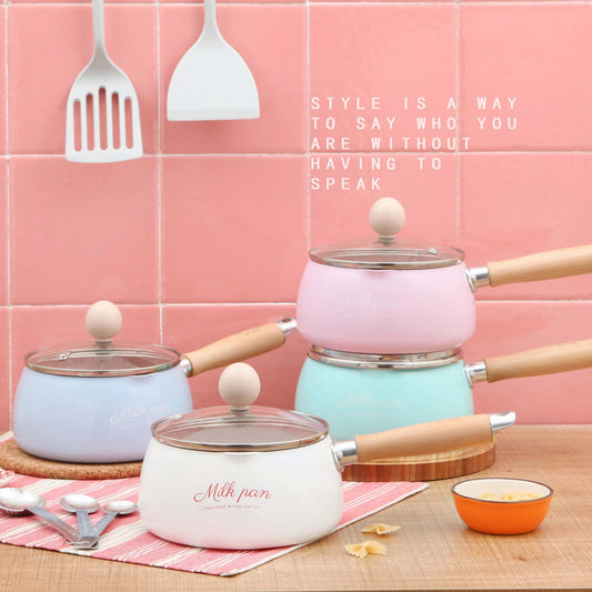Kitchen Pot 16 CM Mini Milk Pans Christmas Gift Chocolate Milk Soup No-Stick Cooking Pot General Use for Gas & Induction Cooker
