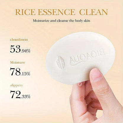 1/2/3PCS Rice Puree Soap, Gentle Cleansing Bath Soap, Unisex Full-Body Cleansing Soap, Dense Foam For Daily Facial Cleansing And Bathing, Household Portable Multifunctional Cleaning Soap, 100G Daily Household Hand Wash Soap