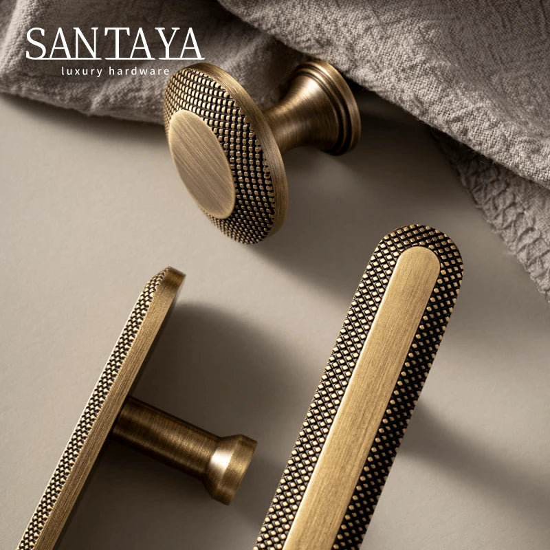 Santaya Knurled Grid Antique Brass Kitchen Cabinet Handle Bronze Pulls Kitchen Cabinets T Bar Pull Hardware Cupboard Drawer Knob