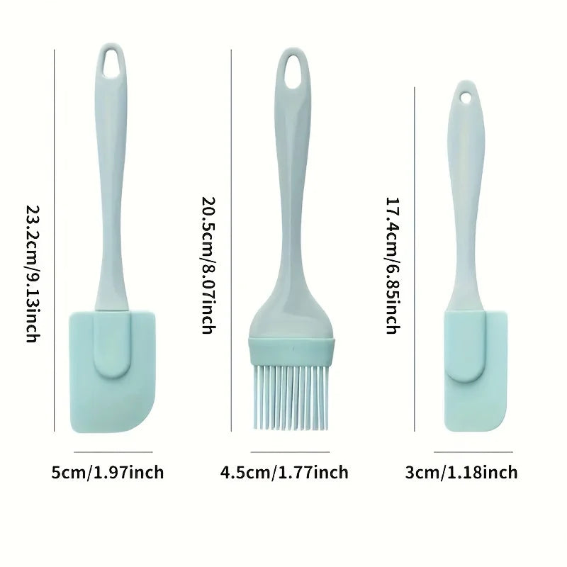 3PCS Cream Scraper DIY Bread Cake Butter Spatula Mixer Oil Brush Kitchen Baking Tool Silicone All-In-One Baking Kitchen Utensil