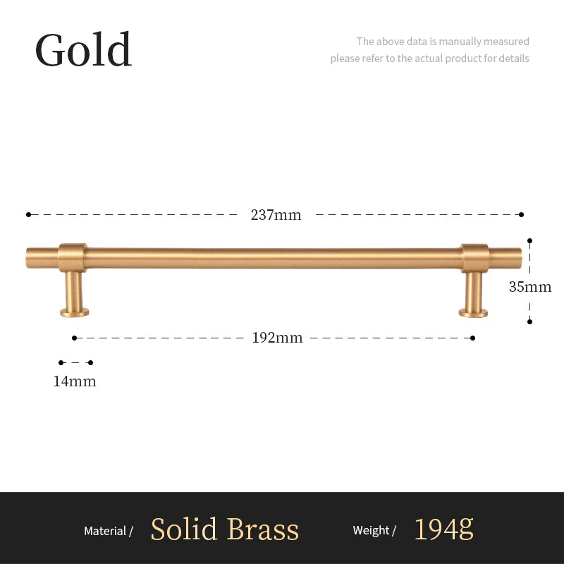Santaya Solid Brushed Handles Modern Style Brass Pitch 192mm Long Pull Cabinet Knobs Furniture Wardrobe Gold Handle
