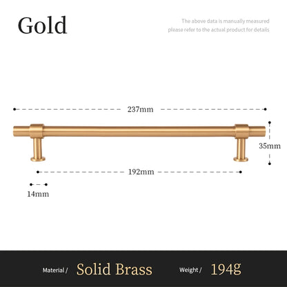 Santaya Solid Brushed Handles Modern Style Brass Pitch 192mm Long Pull Cabinet Knobs Furniture Wardrobe Gold Handle