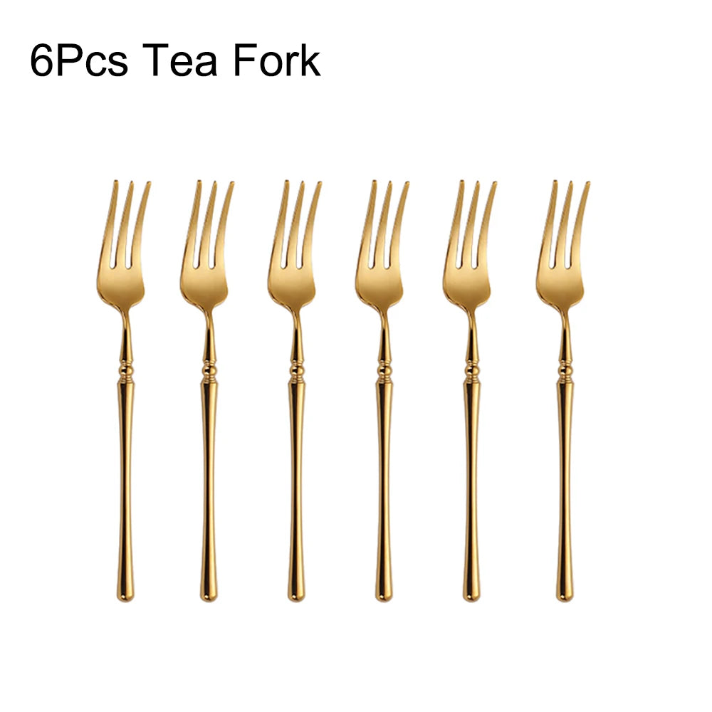 6/16/24/30Pcs Gold Tableware Stainless Steel 304 Cutlery Set Mirror Dinnerware Wedding Gift Hotel Home Dinner Party Flatware