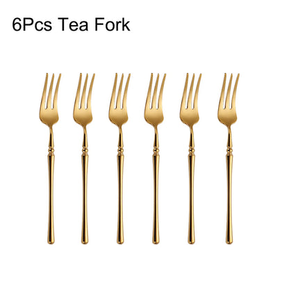 6/16/24/30Pcs Gold Tableware Stainless Steel 304 Cutlery Set Mirror Dinnerware Wedding Gift Hotel Home Dinner Party Flatware
