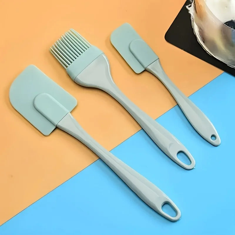3PCS Cream Scraper DIY Bread Cake Butter Spatula Mixer Oil Brush Kitchen Baking Tool Silicone All-In-One Baking Kitchen Utensil
