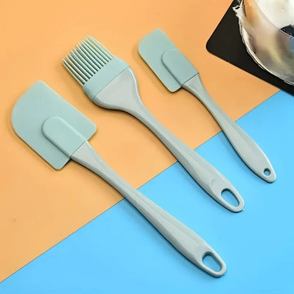 3PCS Cream Scraper DIY Bread Cake Butter Spatula Mixer Oil Brush Kitchen Baking Tool Silicone All-In-One Baking Kitchen Utensil