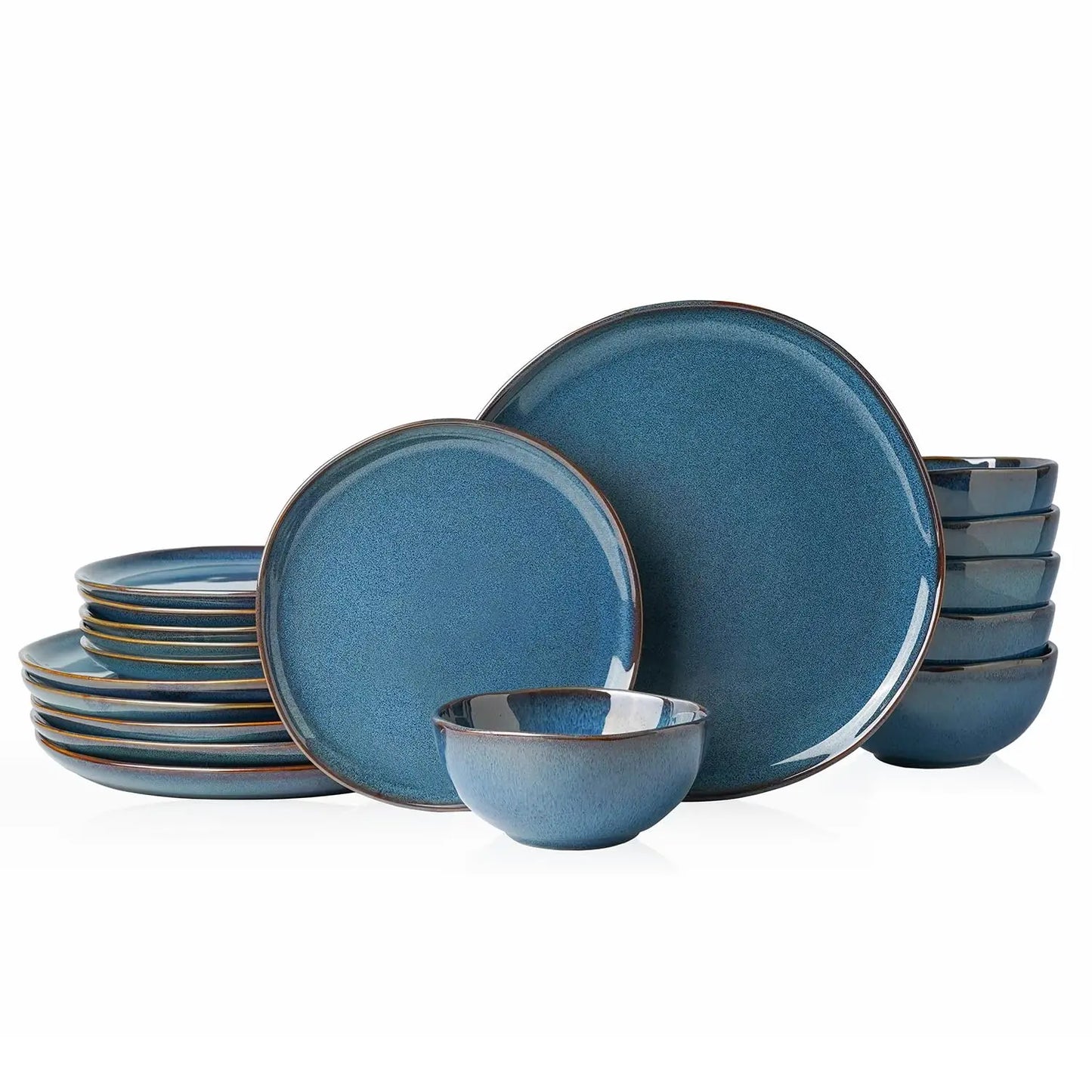 Stoneware Dinnerware Sets for 4, Reactive Glaze Plates and Bowls, Grey | 12-Piece Handcrafted Rustic Porcelain Dishes Set, Highly Scratch Resistant, Dishwasher & Microwave Safe