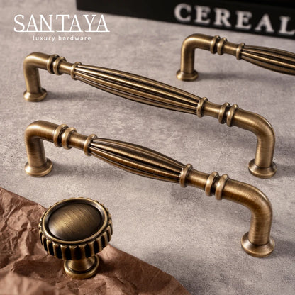 Santaya Antique Brass Cabinet Pulls 5 Inch Hole Center Bar Drawer Pulls for Kitchen Cabinet Handle Dressers Copper Home Hardware