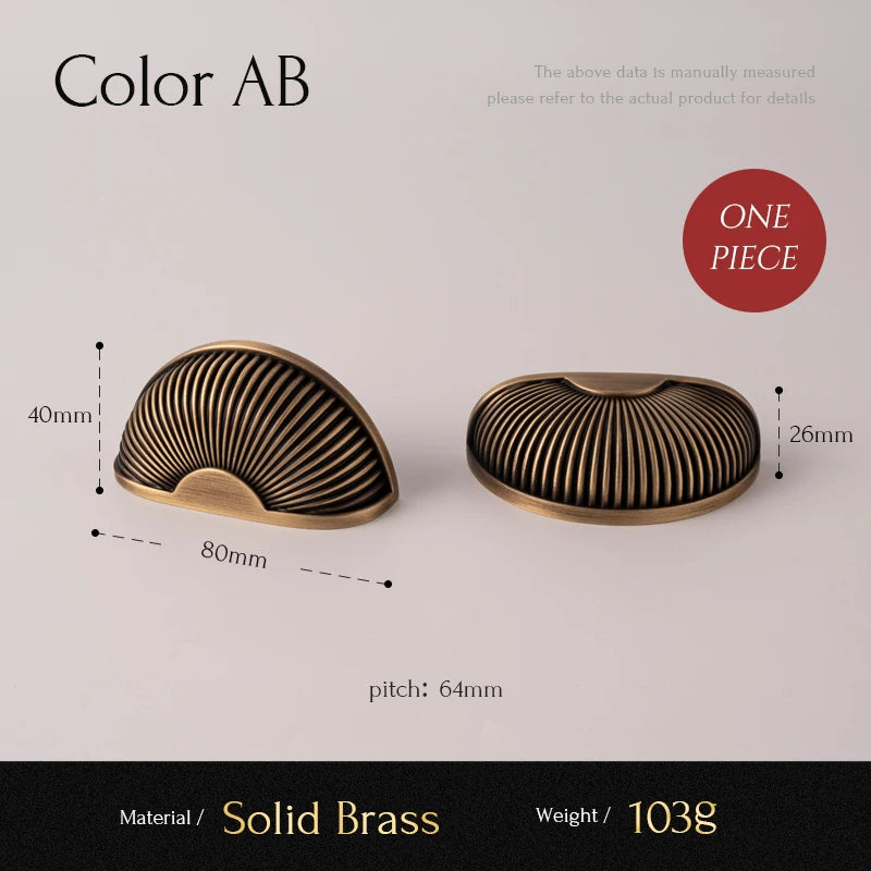 Santaya Brushed Antique Brass Handles Luxury Kitchen Cabinet Pull Wardrobe Dresser Drawer Knob Shell Handle Furniture Hardware
