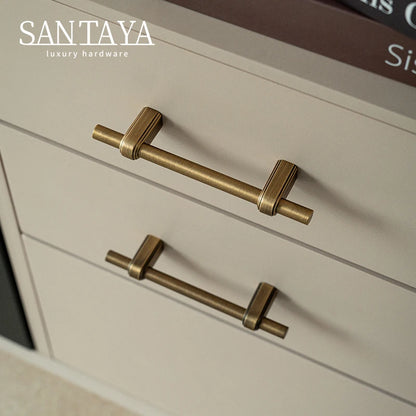 Santaya Solid Brass Cabinet Handle and Knob Drawer Knobs T Bar Bedroom Kitchen Handle Hardware / Drawer Pulls Antique Bronze